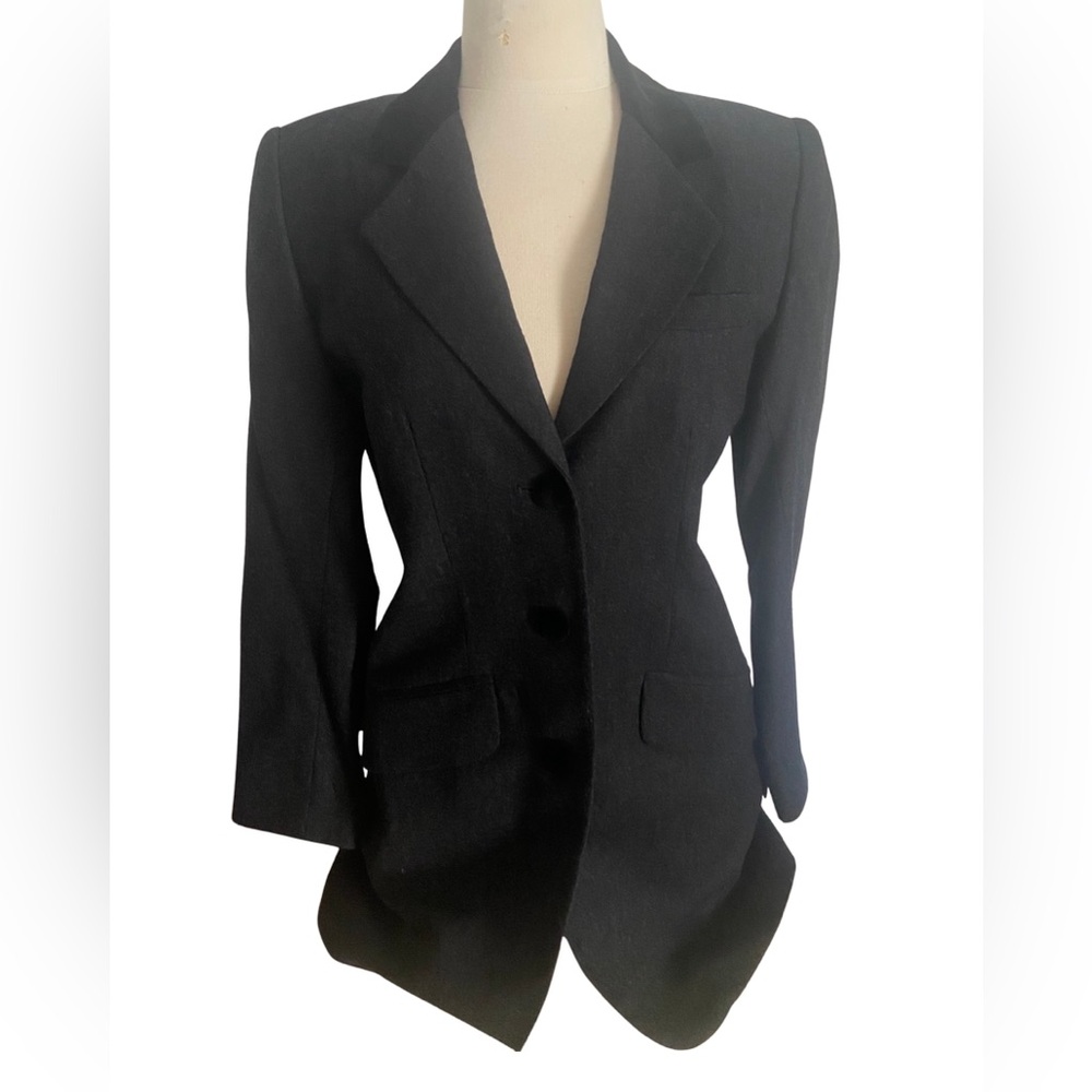 Casual Corner Charcoal Gray Women's Tailored Blazer 100% Wool NWT with velvet